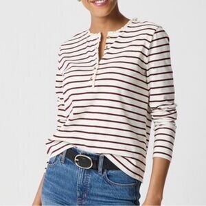 J. Crew Factory Store Striped ruffle-collar henley